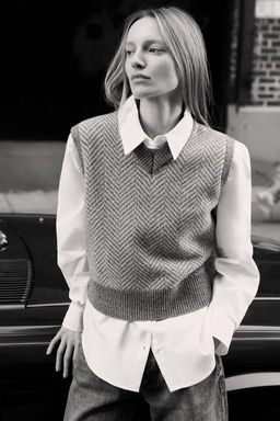 HERRINGBONE WOOL WAISTCOAT - Zara фото 3