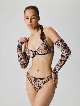 Infinity / Бюстгальтер с мягкой чашкой в наборе с перчатками жен. Peggy бежевый принт