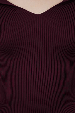 Bordo Carmen Yaka Triko Kazak TWOAW22KZ0993
