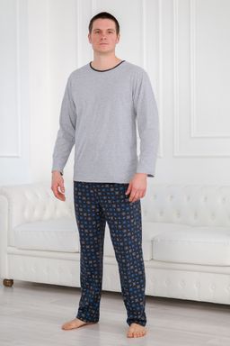 Пижама мужская из футболки с длинным рукавом и брюк из кулирки Генри антрацит макси - Амадэль фото 16