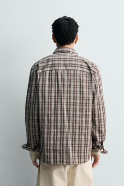 CAMISA CROPPED FIT CUADROS / Marr?n / Crudo - Zara фото 3