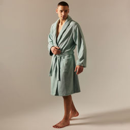 Халат махровый мужской SL HOME: Basic «Аззура», размер S, хлопок 100%, мятный Халат махровый мужской SL HOME: Basic «Аззура», размер S, хлопок 100%, мятный