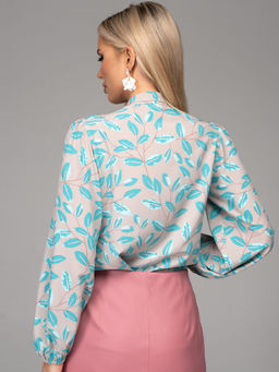 Блузка Бант (листья/бирюза)