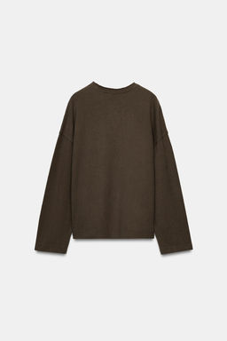 CAMISETA TEXTURA MANGA LARGA / Khaki - Zara фото 7