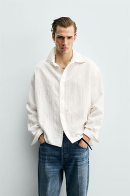CAMISA RELAXED FIT ESTRUCTURA RAYA / Blanco - Zara фото 2