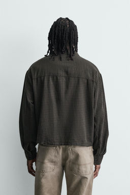 CAMISA CUADROS ALGOD?N - LINO / Marr?n oscuro - Zara фото 3