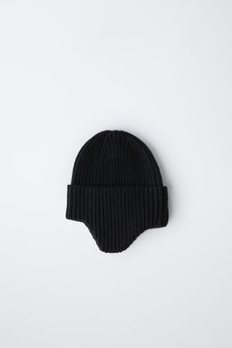 RIBBED HAT WITH EAR MUFFS