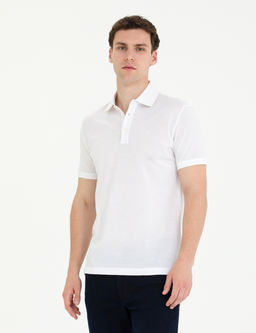 Beyaz Slim Fit Merserize Ti__rt