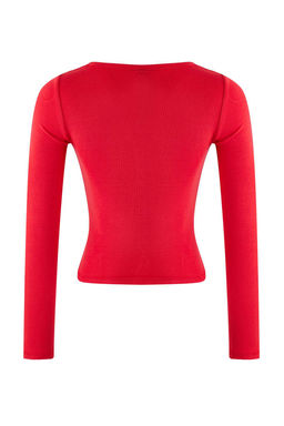 K?rm?z? Onu Full C?tc?tl? Fitted/Vucuda Oturan Orme Bluz TWOAW26BZ00193