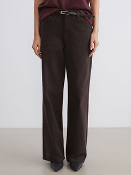 Beli Kemerli Wideleg Kad?n Jean Pantolon