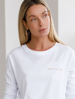 Лонгслив из премиального хлопка с принтом фольгой