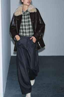 FAUX FUR COLLAR JACKET ZW COLLECTION - Zara фото 7