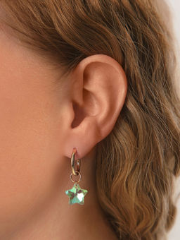 Серьги со съёмным элементом «Трансформер» кристаллик звёздочка, цвет радужный в золоте