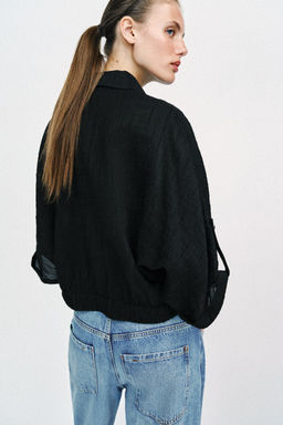 BLUSA SAFARI MANGA REMANGADA / Negro - Zara фото 5