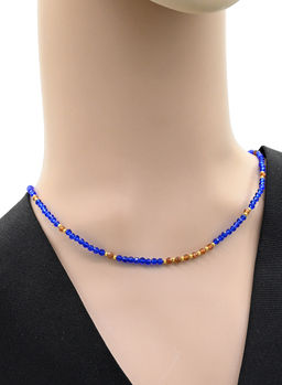 Чокер из циркона с кальцитом шарик гр.3мм цв.синий, 41см