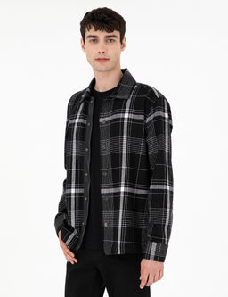 Siyah Comfort Fit Ekose Uzun Kollu G_mlek