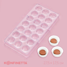 Форма для конфет и шоколада KONFINETTA Шаффл, 27.5?17.5?2.5 см, 21 ячейка 3?3?1 см, прозрачная