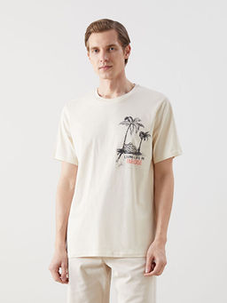 Bisiklet Yaka K?sa Kollu Bask?l? Penye Erkek Ti??rt