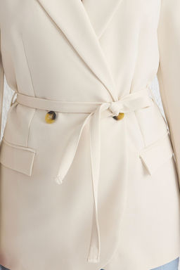 TRENDYOLMILLA Ekru Kusakl? Regular Astarl? Dokuma Blazer Ceket TWOSS25BC00022  фото 3