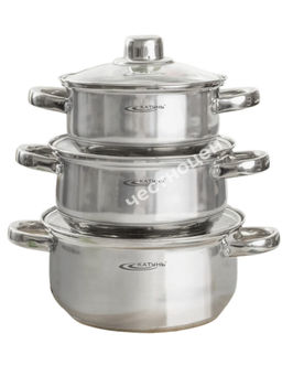 Набор кастрюль 6пр "Гретта" (1,6л+2,2л+3,2л) KT04-А