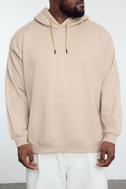 TRENDYOL MAN Buyuk Beden Tas Oversize/Genis Kesim Kapusonlu Ici Polarl? Cicek Bask?l? Sweatshirt TMNAW25AO00021 - Trendyolmilla фото 4