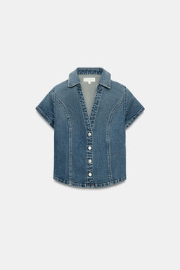CAMISA ENTALLADA DENIM TRF / Azul