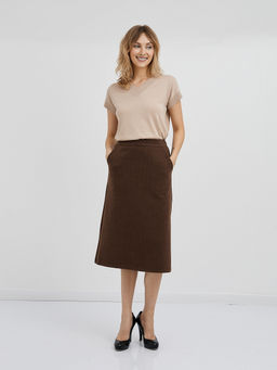 коричневая юбка длины миди с карманами - Glenfield фото 2