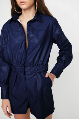 TRENDYOLMILLA Limited Edition Indigo Suni Deri Dokuma Tulum TWOAW22TU0322  фото 4