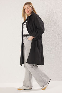 Trendyolmilla Bej Oversize Kusakl? Su Itici Uzun Trenckot TWOAW24TR00019  фото 30