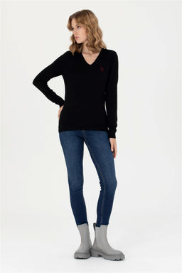 U. S. Polo Assn Женский черный базовый свитер с v-образным вырезом - U.s. polo assn фото 11