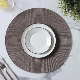Цена за 12 шт. Салфетка сервировочная на стол Доляна Лофт, d=38 см , цвет кофейный  фото 5