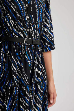 Платье миди с воротником-рубашкой и узором до половины рукава - Defacto фото 6