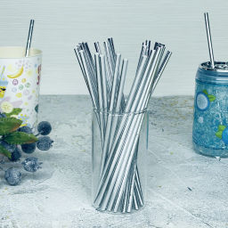 Трубочка для коктейля "Волшебство" 19,5 см d-6 мм (набор 25 шт), Серебро