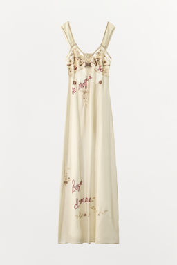 VESTIDO BORDADOS FLORES TEXTO ABALORIOS / Crudo - Zara фото 7