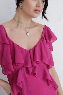 Платье с воланами малиновое - Martichelli фото 3