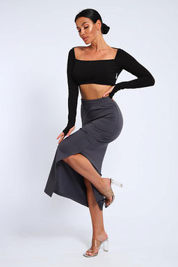 Юбка, футер (01056, черный макси) - Плиона фото 54