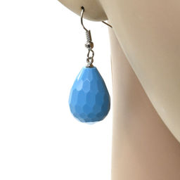 Серьги Капли с гранями из бирюзы 15*20мм, 9,1г