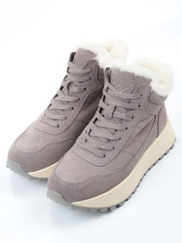 04-PAML08-3Z GRAY Ботинки зимние женские (натуральная замша, 100% шерсть, натуральный мех)