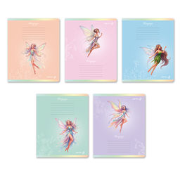 Светоч Т84 Тетрадь ученическая школьная, выборочные блёстки, A5 24 л. на скобе 65 г/кв.м , белизна 100 % 15 шт. клетка 01429 Фея волшебства