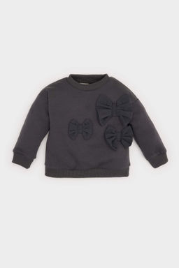 K?z Bebek Bisiklet Yaka Fiyonklu Sweatshirt - Defacto фото 2