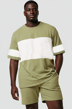 Mint B_y_k Beden Oversize/Geni_ Kesim Renk Bloklu Dokulu T-Shirt TMNSS25BF00038