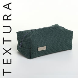 Косметичка женская на молнии TEXTURA, объёмная, большая, мягкая, вафельная текстура, зелёная