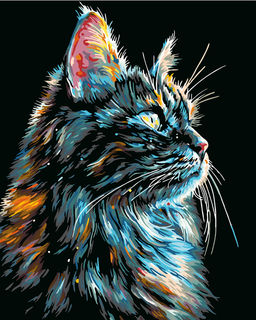 ФРЕЯ PNB/PLB-312 Набор для раскрашивания по номерам ( эффект черного холста ) 50 х 40 см Кошачий взгляд