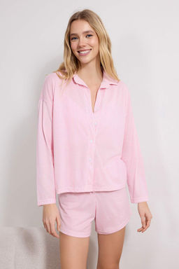 Pembe 3lu Bral? Cizgili Orme Pijama Tak?m? THMSS26PT00085 - Trendyolmilla фото 2