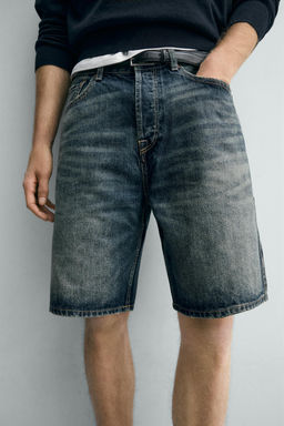BERMUDA DENIM STRAIGHT FIT / Azul / Verde - Zara фото 7