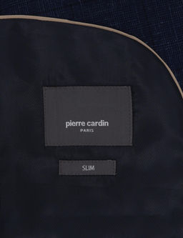 Lacivert Slim Fit Y_n Keten Kar___ml_ Tak_m Elbise