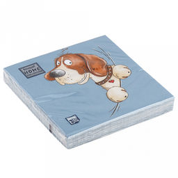 Салфетки бумажные "Bouquet Home Collection" 33х33см, 3-х слойные, 20 штук в упаковке, 100% целлюлоза, "Весёлая собачка" (Россия)