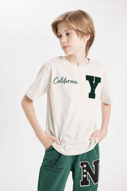 Футболка с короткими рукавами и круглым вырезом для мальчиков с принтом - Defacto фото 4