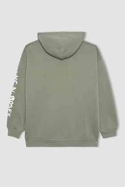 Плотный свитшот оверсайз с капюшоном Cool Guns N Roses - Defacto фото 9