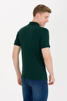 Мужская темно-зеленая базовая футболка с воротником поло - U.s. polo assn фото 6